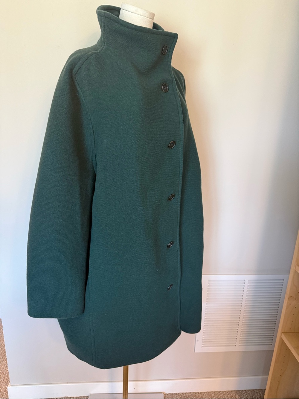 J. Crew Italian Stadium Cloth Wool Coat Forest Green Funnel Neck 18 Nello Gori - Picture 5 of 15